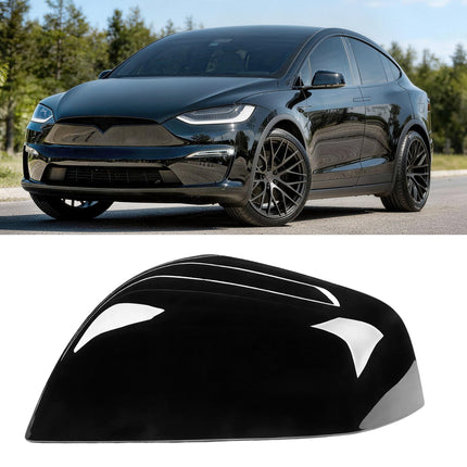 For Tesla Model X Mirror Cover Replacement 2016-2025, Left Driver Side Clip-on Rear View Mirror Cover Cap for Tesla Model X Accessories 1054430-00-D (Black) | Jaronx
