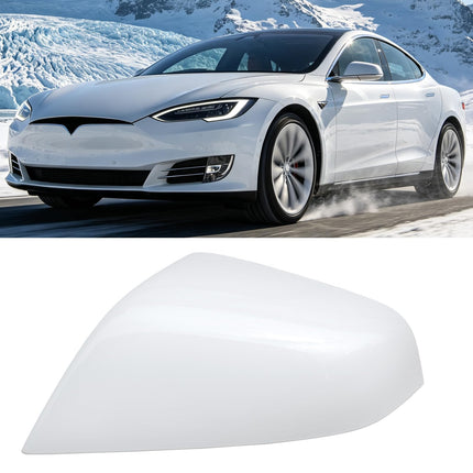 For Tesla Model S Mirror Cover Replacement 2014-2025,Left Driver Side Clip-on Rear View Mirror Cover Cap for Tesla Model S Accessories 1010102-00-A (White,NOT FIT MODEL X)| Jaronx