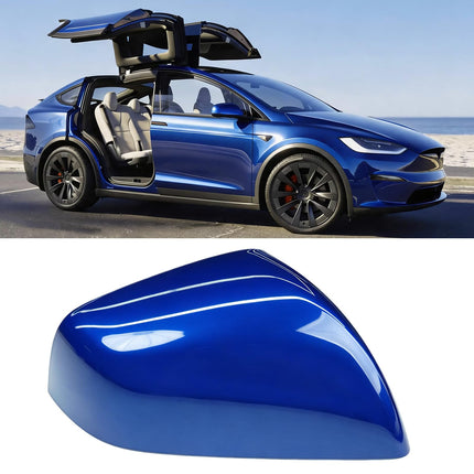 For Tesla Model X Mirror Cover Replacement 2016-2025 1054431-11-D,Right Passenger Side Clip-on Rear View Mirror Cover Cap for Tesla Model X Accessories 2016-2025(Blue)| Jaronx