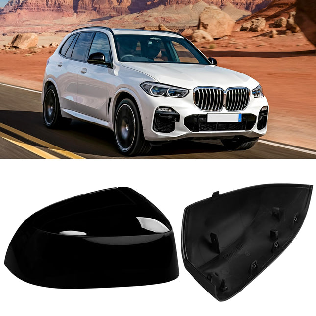 For BMW Mirror Cover Replacement X3 G01/X4 G02/X5 G05/X6 G06/X7 G07 | Right Passenger Side Clip-on Rear View Mirror Cover Cap for BMW Accessories 51168496624 (Glossy Black)| Jaronx