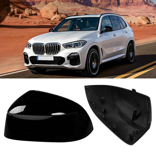 For BMW Mirror Cover Replacement X3 G01/X4 G02/X5 G05/X6 G06/X7 G07 | Left Driver Side Clip-on Rear View Mirror Cover Cap for BMW Accessories 51168496623 (Glossy Black)| Jaronx