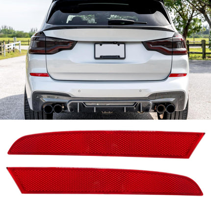 For BMW Rear Bumper Reflector for X3 G01 M Sport 2018-2021, Left & Right Rear Bumper Red Marker Lights Lens Trim,Tail Reflector Light Replacement for BMW 63147857003 63147857004| Jaronx