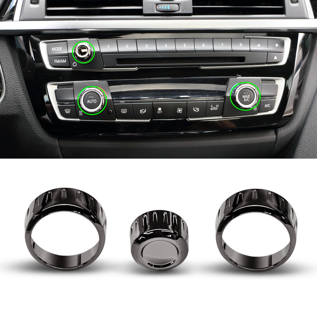 Gun-Finish BMW AC Knob Rings & Volume Button Cover | Jaronx