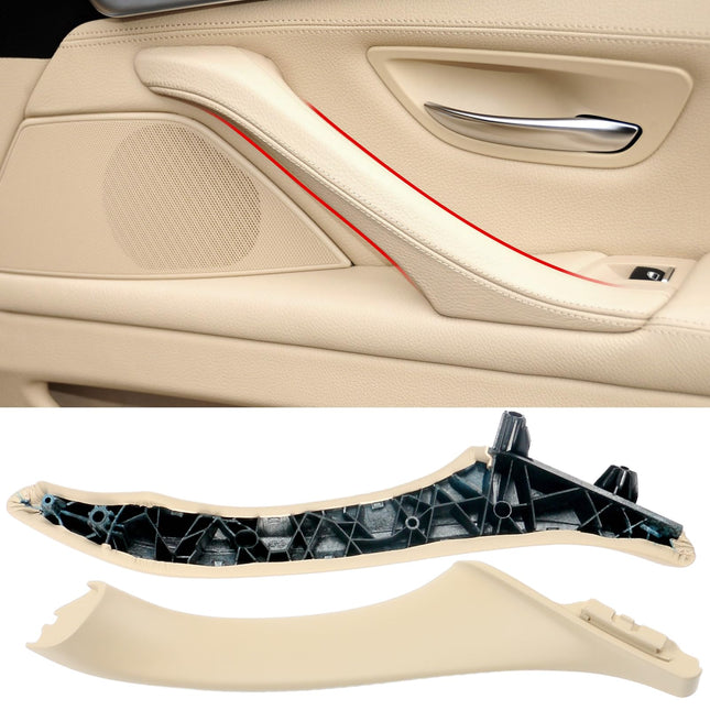 BMW 5 Series F10/F11 2010-2016 Right Interior Door Handle (Leather, Beige) | Jaronx