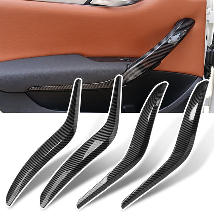 For BMW X1 Door Handle Cover Replacement for X1 E84 2008-2015, 4PCS Driver & Passenger Side Interior Door Grab Handle Trim Cover (Carbon Fiber Pattern)| Jaronx