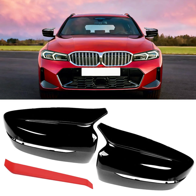 For Glossy Black BMW Mirror Caps – G20/G22/G30/G11/G14 Clip-On Horn Cover 2Pcs| Jaronx
