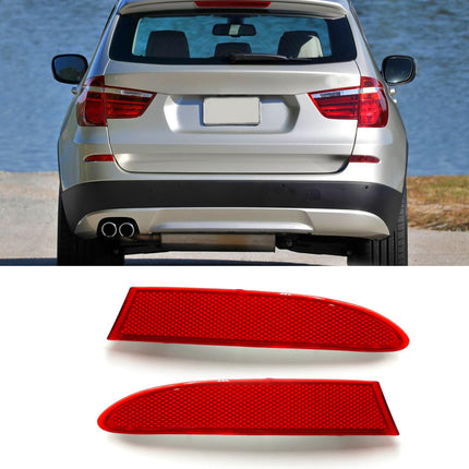 For BMW Rear Bumper Reflector for X3 F25 2011-2014, Left & Right Rear Bumper Red Marker Lights Lens Trim,Tail Reflector Light Replacement for BMW X3 63147217315 63147217316| Jaronx