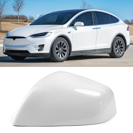 For Tesla Model X Mirror Cover Replacement 2016-2025, Left Driver Side Clip-on Rear View Mirror Cover Cap for Tesla Model X Accessories 1054430-11-D (White) | Jaronx