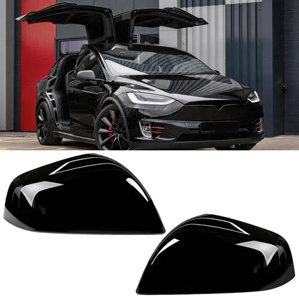 For Tesla Model X Mirror Cover Replacement 2016-2025, Left Driver&amp;Right Passenger Side View Clip-on Mirror Cover Cap for Tesla Model X Accessories 1054430-00-D 1054431-00-D(Black)| Jaronx