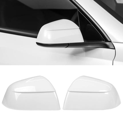 For Tesla Model Y Juniper Mirror Cover Replacement 2020-2026, Left Driver Right Passenger Side Clip-on Rear View Mirror Cover Cap for Tesla Model Y Juniper Accessories (Pearl White)| Jaronx