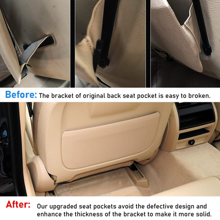 For BMW Seat Back Pocket Cover for 5 Series F10 F11/7 Series F01 F02/X5 F15 /X6 F16, Genuine Leather Driver Side/Passsenger Side Backseat Pocket Cover Replacement-Beige| Jaronx