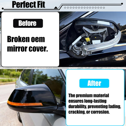For BMW Mirror Cover Replacement for 1' F20 F21 2012-2017, 2'F22 2014-2020, 3' F31 F30 2013-2018, 4'F32 2014-2019, X1 E84 2009-2015, Left & Right Black Side Mirror Cover 51167292745| Jaronx
