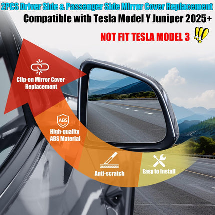 For Tesla Model Y Juniper Mirror Cover Replacement 2020-2026, Left Driver Right Passenger Side Clip-on Rear View Mirror Cover Cap for Tesla Model Y Juniper Accessories(Stealth Gray)| Jaronx