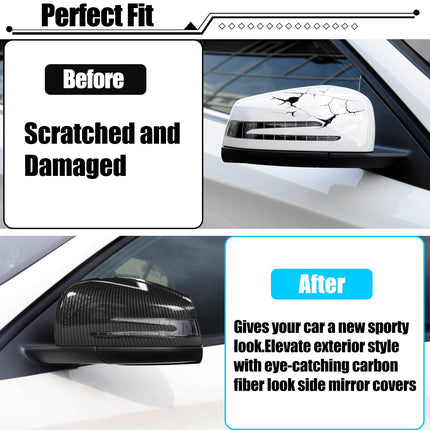 Mercedes Benz Mirror Cover, Carbon Fiber Pattern, for C-Class W204, E-Class W212, S W221, GLK X204, GLA X156, OE: A2128100164, A2128100964 | Jaronx