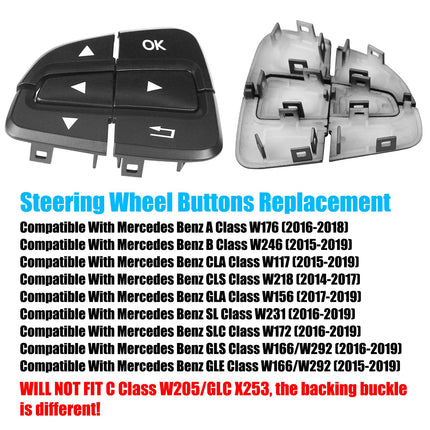 Mercedes-Benz models 12PCS Steering Wheel Button Replacement (Black) | Jaronx