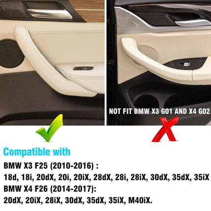 Beige Door Handle Covers for BMW X3 F25 (10-16) & X4 F26 (14-17) – 4Pcs Set | Jaronx