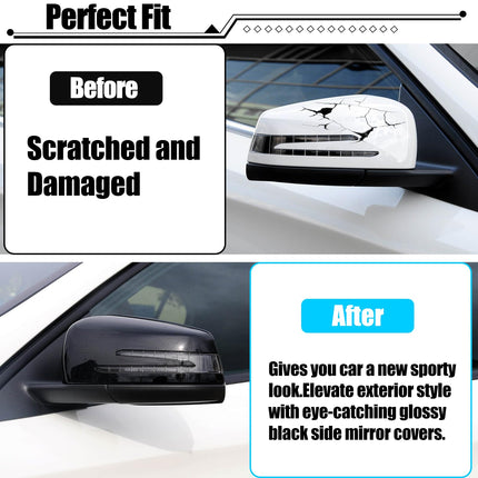 Mercedes Benz Mirror Cover Replacement, C-Class W204/E-Class W212/S W221/GLK X204/GLA X156, Left/Right Side View Mirror Cap, Black | Jaronx