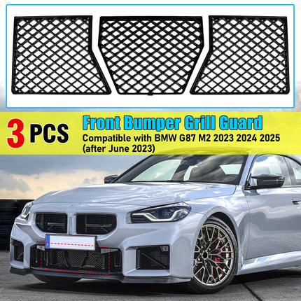 | BMW M2 G87 Front Bumper Grille Guard 2023-2025 | 3PC Glossy Black Mesh Kit
