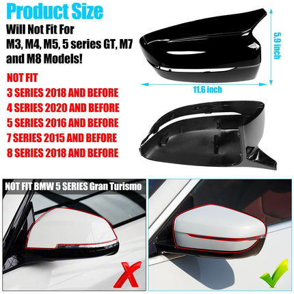 For Glossy Black BMW Mirror Caps – G20/G22/G30/G11/G14 Clip-On Horn Cover 2Pcs| Jaronx