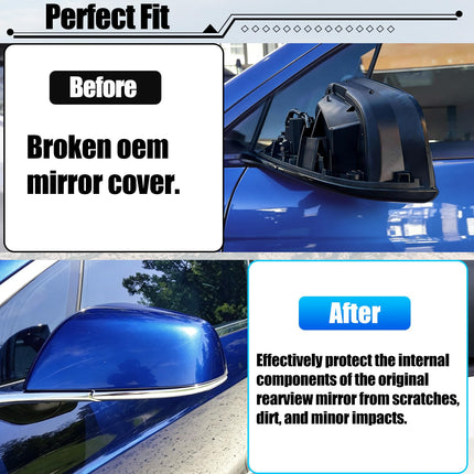 For Tesla Model X Mirror Cover Replacement 2016-2025 Left Driver,Clip-on Rear View Side Mirror Cover Cap for Tesla Model X Accessories 1054430-00-D(Blue)| Jaronx