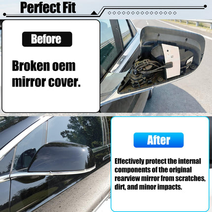 For Tesla Model X Mirror Cover Replacement 2016-2025, Left Driver&amp;Right Passenger Side View Clip-on Mirror Cover Cap for Tesla Model X Accessories 1054430-00-D 1054431-00-D(Black)| Jaronx