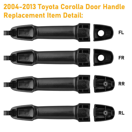 2001-2012 Toyota RAV4 Door Handle Replacement,Smooth Black,4PCS | Jaronx