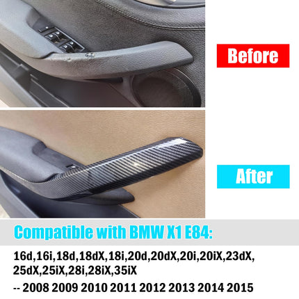 For BMW X1 Door Handle Cover Replacement for X1 E84 2008-2015, 4PCS Driver & Passenger Side Interior Door Grab Handle Trim Cover (Carbon Fiber Pattern)| Jaronx