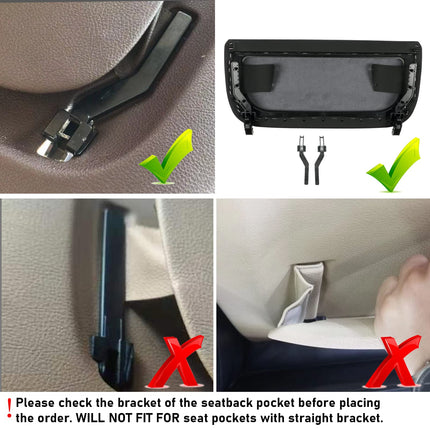 For BMW Seat Back Pocket Cover for 5 Series F10 F11/7 Series F01 F02/X5 F15 /X6 F16, Genuine Leather Backseat Pocket Replacement, Driver/Passsenger Side Seat Back Cover-Black| Jaronx
