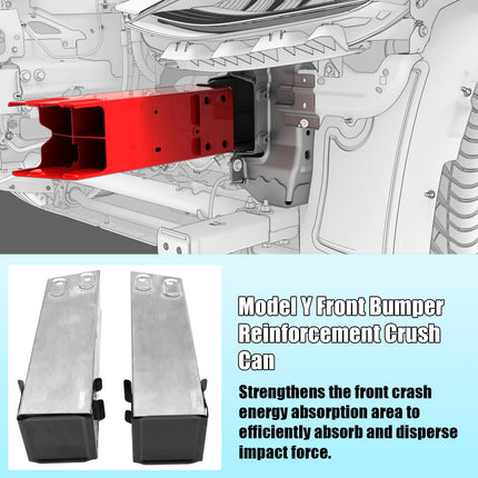 For Tesla Reinforcement Rail Extension Bracket Crush Can Replacement | For Model Y 148746200A 148746100A, Left and Right Front Bumper Subframe Crush Can for Model Y 2020-2023| Jaronx