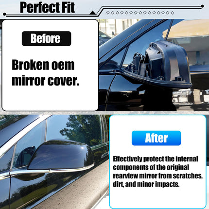 For Tesla Model X Mirror Cover Replacement 2016-2025, Left Driver Side Clip-on Rear View Mirror Cover Cap for Tesla Model X Accessories 1054430-00-D (Black) | Jaronx