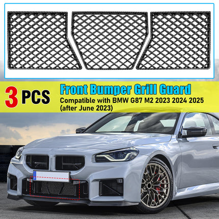 For BMW M2 Front Bumper Lower Grille Mesh Guard 2023 2024 2025, 3 PCS Center Lower Bumper Mesh Grill Guards Replacement Compatible with BMW G87 M2 Accessories (Carbon Fiber Pattern) | Jaronx