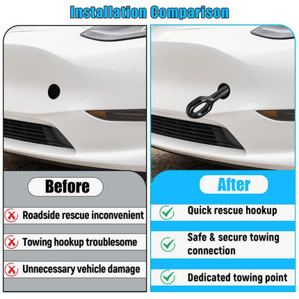 For Tesla Front Bumper Tow Hook Model 3 2017-2023/Model Y 2021-2024,Towing Eye Hook 1077570-00-D, 107757000D, 1PCS Front Bumper Trailer Puller Replacement for Tesla Model 3/Y| Jaronx