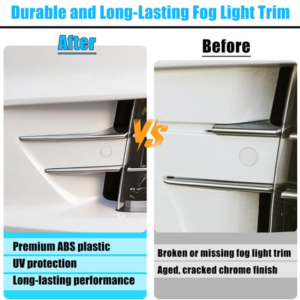 For Tesla Model X Fog Light Trim 2016-2021, 2 PCS Front Left Upper & Lower Fog Light Molding Strip Chrome Trim Replacement for Tesla Model X, Replace for 1049609-00-F 1049611-00-F| Jaronx