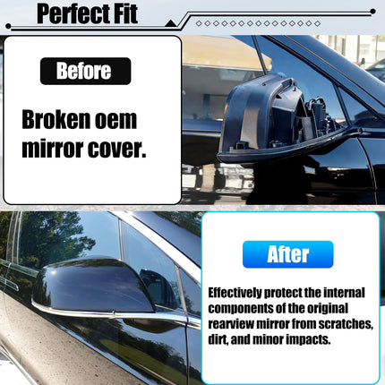 For Tesla Model X Mirror Cover Replacement 2016-2025, Right Passenger Side Clip-on Rear View Mirror Cover Cap for Tesla Model X Accessories 1054431-00-D (Black) | Jaronx