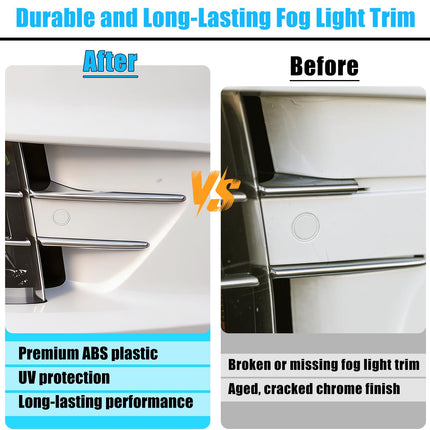 For Tesla Model X Fog Light Trim 2016-2021, 2 PCS Front Right Upper & Lower Fog Light Molding Strip Chrome Trim Replacement for Tesla Model X, Replace for 1049610-00-F 1049612-00-F| Jaronx