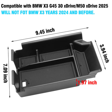 BMW X3 G45 Console Organizer for 2025, Center Console Storage Tray for 30 xDrive/M50 xDrive | Jaronx