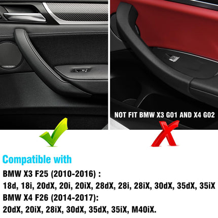 Black Door Handle Covers for BMW X3 F25 & X4 F26 – 4Pcs Snap-On Set | Jaronx