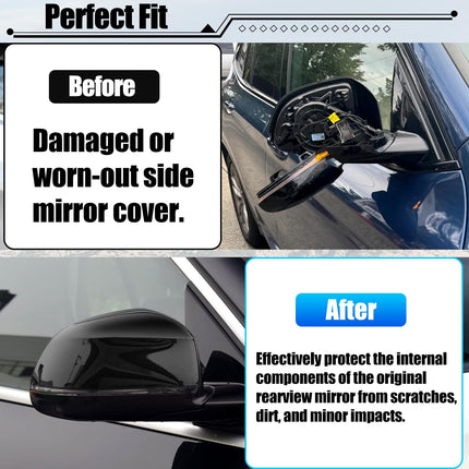 For BMW Mirror Cover Replacement X3 G01/X4 G02/X5 G05/X6 G06/X7 G07 | Right Passenger Side Clip-on Rear View Mirror Cover Cap for BMW Accessories 51168496624 (Glossy Black)| Jaronx