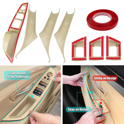 BMW 5 Series F10/F11 Door Handle Covers | 7PCS Beige Kit  | Jaronx