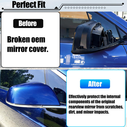 For Tesla Model X Mirror Cover Replacement 2016-2025 1054431-11-D,Right Passenger Side Clip-on Rear View Mirror Cover Cap for Tesla Model X Accessories 2016-2025(Blue)| Jaronx