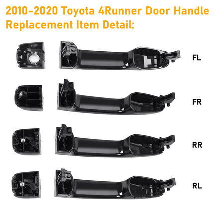 Toyota 4Runner Door Handle Replacement 2010-2020,4PCS Black Bezel & Chrome| Jaronx