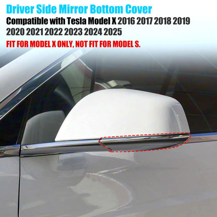 For Tesla Model X Side Mirror Bottom Cover 2016-2025, Left Driver Side Chrome Rearview Mirror Lower Base Covers Replacement for Tesla Model X Accessories 2177.3005 | Jaronx