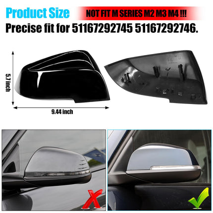 For BMW Mirror Cover Replacement for 1' F20 F21 2012-2017, 2'F22 2014-2020, 3' F31 F30 2013-2018, 4'F32 2014-2019, X1 E84 2009-2015, Left & Right Black Side Mirror Cover 51167292745| Jaronx