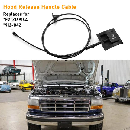 Ford F150/F250/F350 (1987-1997) Hood Release Cable & Handle, Black | Jaronx