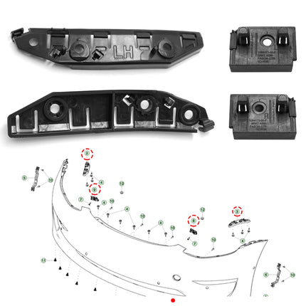 For Tesla Model 3 Front Bumper Bracket 2017-2024, 4PCS Left & Right Front Bumper Fender Retainers Bracket Set for Tesla Model 3 1084181-00-E,1084182-00-E,1084171-00-F,1084172-00-F| Jaronx