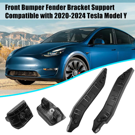 For Tesla Model Y Front Bumper Bracket 2020-2024, 4PCS Left & Right Front Bumper Fender Retainers Bracket for Tesla Model Y 1493770-00-B, 1493771-00-B, 1493773-00-B, 1493772-00-B| Jaronx