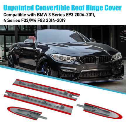 BMW Convertible Roof Hinge Cover for 3 Series E93 (2006 - 2011) & 4 Series F33/M4 F83 (2014 - 2019), 4PCS Left/Right Top Roof Molding Trim | Jaronx