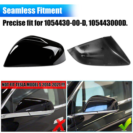 For Tesla Model X Mirror Cover Replacement 2016-2025, Left Driver Side Clip-on Rear View Mirror Cover Cap for Tesla Model X Accessories 1054430-00-D (Black) | Jaronx