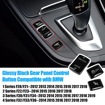 For BMW Glossy Black Gear Mode Button Cover 2012-19 F20-F36 | 3PCS  | Jaronx