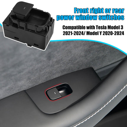For Tesla Window Switch Model 3 2021-2024/ Model Y 2020-2024, Front Right Passenger Side/Rear Door Power Window Control Switch Replace for 1081038-02-F, 1081038-02-E (Matte Black)| Jaronx